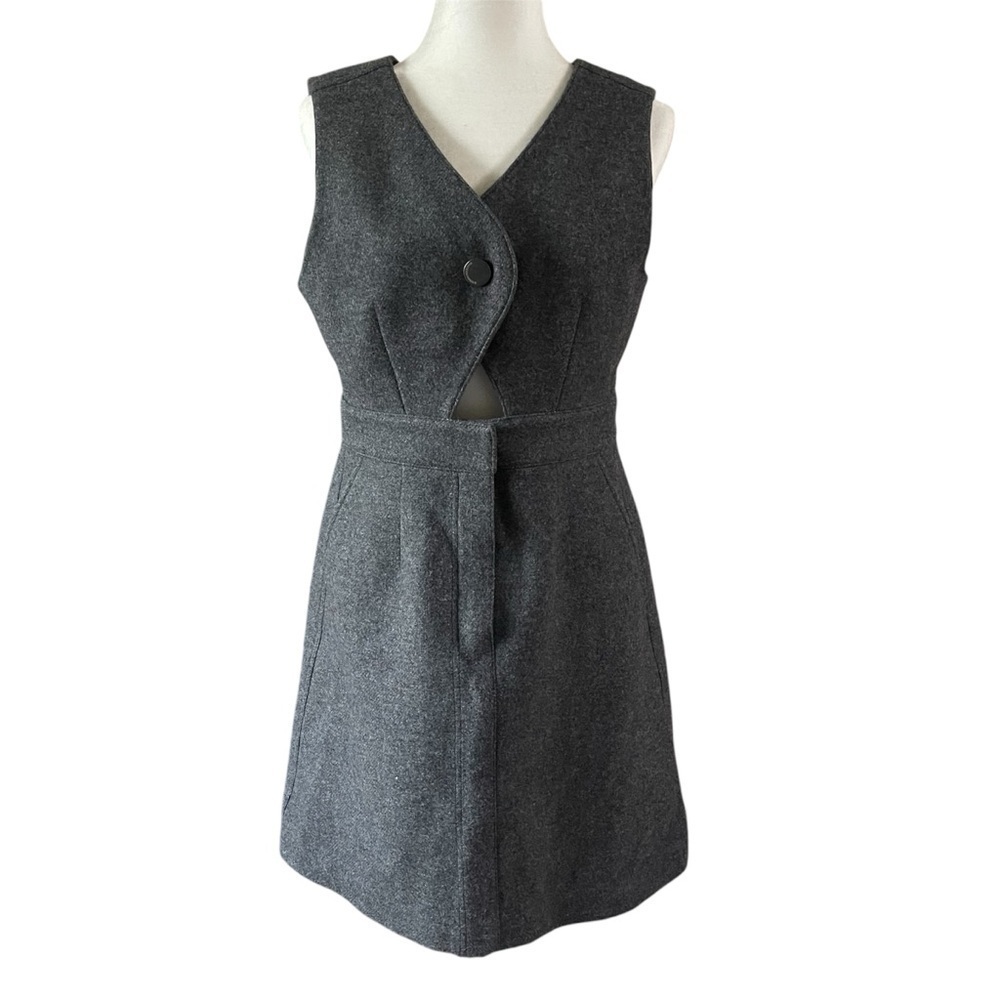 WNDERKAMMER Dark Gray Wool Blend Cut Out Pinafore Dress M